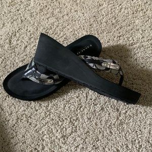 COACH Black Wedge Foam Thong Sandal